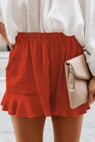 Full Size Ruffled Elastic Waist Shorts Trendsi