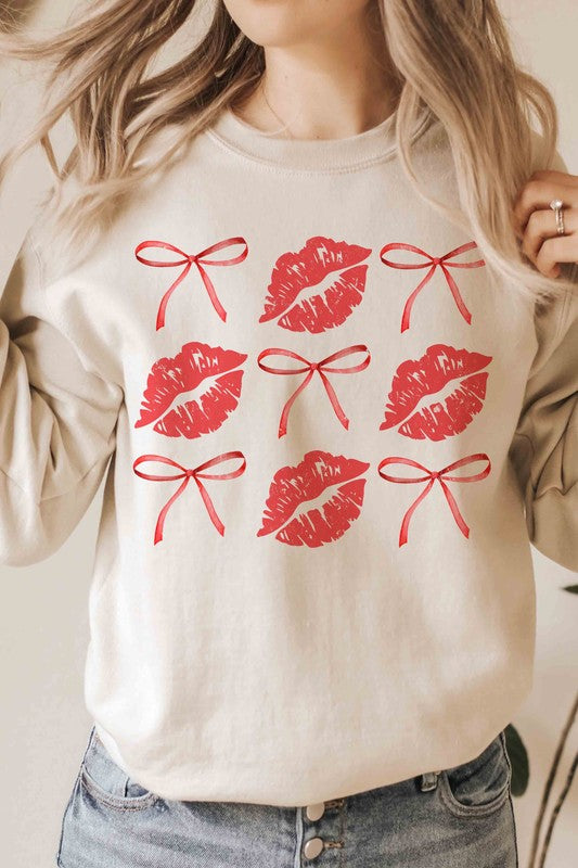 PLUS SIZE - BOWS AND KISSES Graphic Sweatshirt BLUME AND CO.