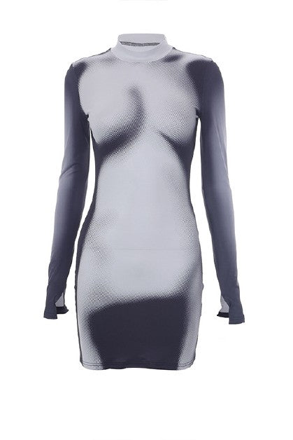 Body Printed Long Sleeve Bodycon Dress Penderié, Inc.