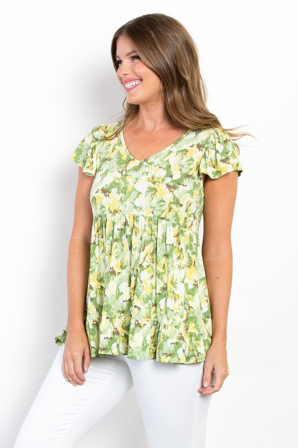 Be Stage Floral Ruffled Babydoll Top Trendsi