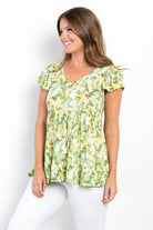 Be Stage Floral Ruffled Babydoll Top Trendsi