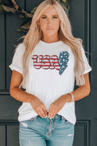 USA Lightning Graphic Round Neck Tee Casual Chic Boutique