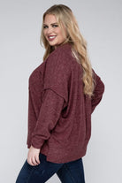 Plus Brushed Melange Drop Shoulder Sweater ZENANA