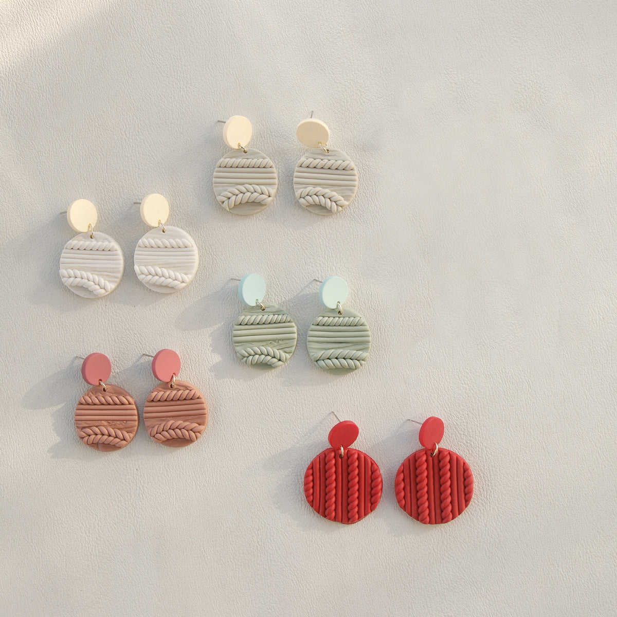 Soft Pottery Round Earrings Trendsi