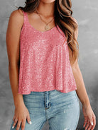 Sequin Scoop Neck Tank Casual Chic Boutique