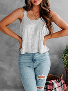 Sequin Scoop Neck Tank Casual Chic Boutique