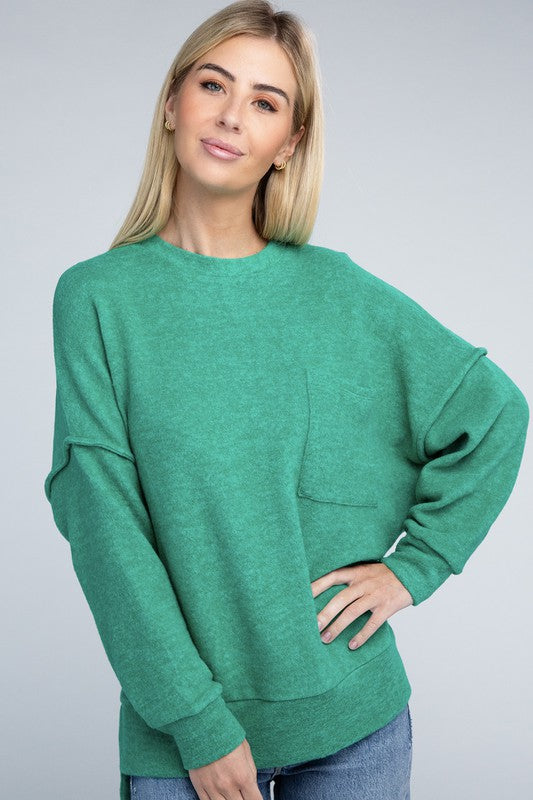 Brushed Melange Drop Shoulder Oversized Sweater ZENANA