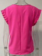 Ruffled Round Neck Cap Sleeve Blouse Trendsi