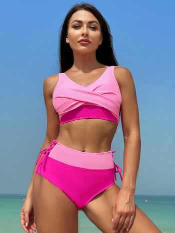 Ruched Wide Strap Two-Piece Swimwear Trendsi