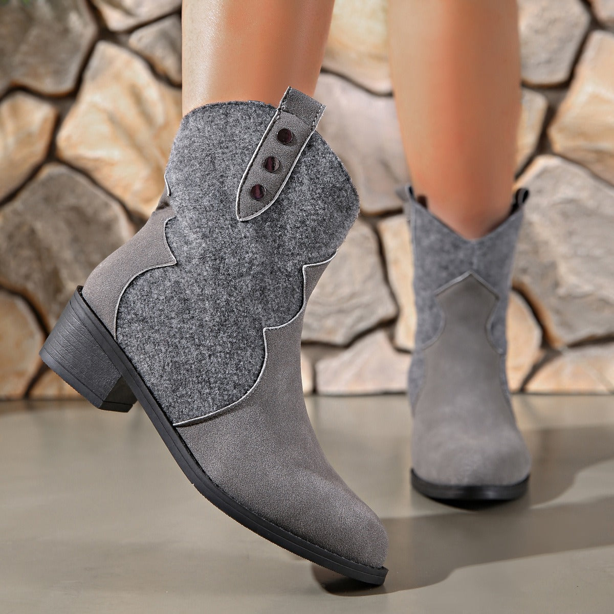 Point Toe Block Heel Boots