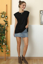 Ninexis Round Neck Cap Sleeve T-Shirt Trendsi