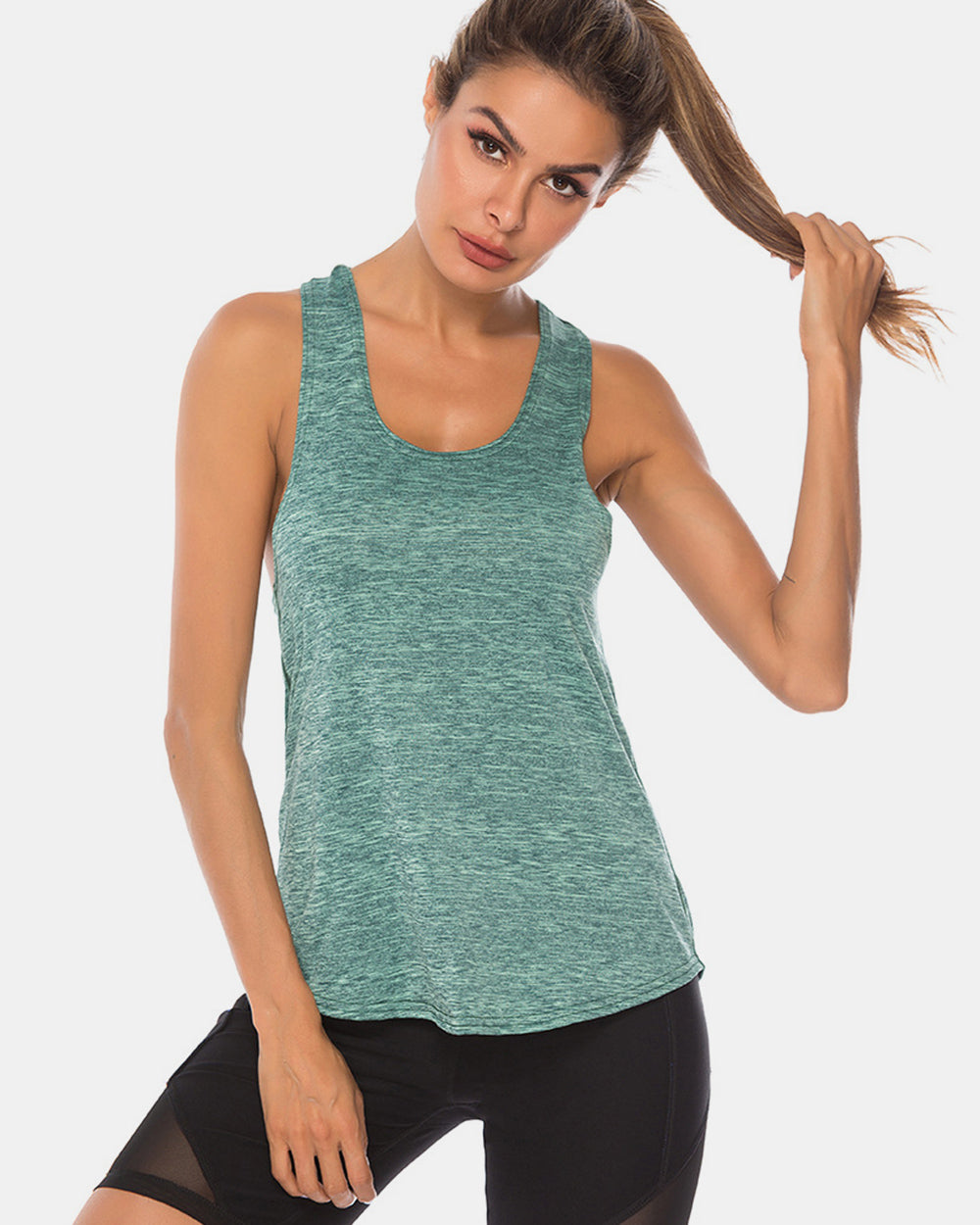 Full Size Scoop Neck Wide Strap Active Tank Trendsi