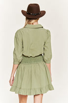 Eyelet detail 3/4 sleeve short dress JBJ1091 Jade By Jane