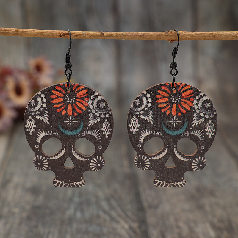 Wooden Skeleton Earrings