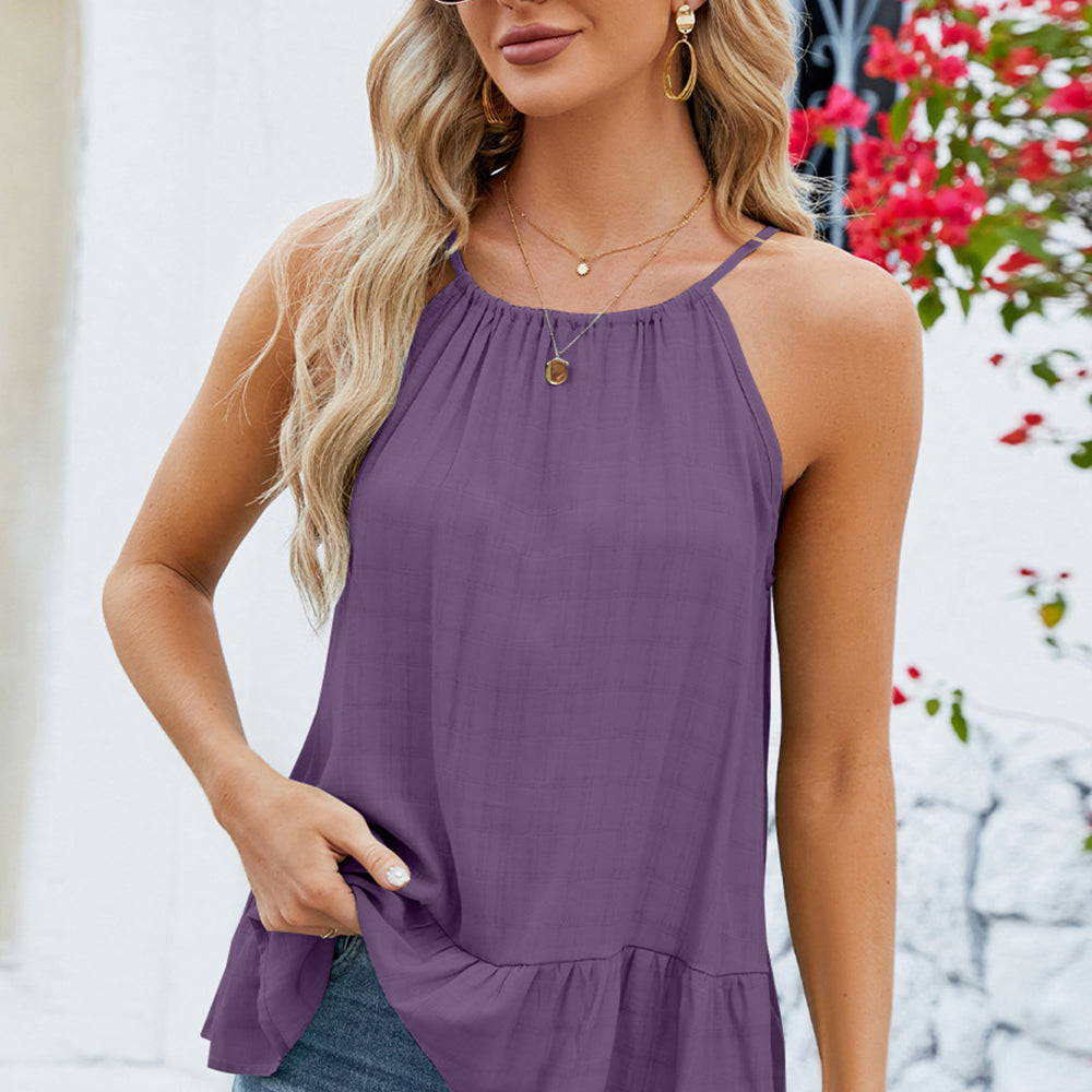 Tied Ruffled Round Neck Cami Casual Chic Boutique