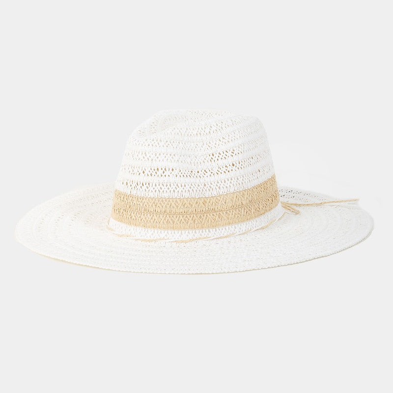 Fame Contrast Straw Braided Sun Hat Trendsi