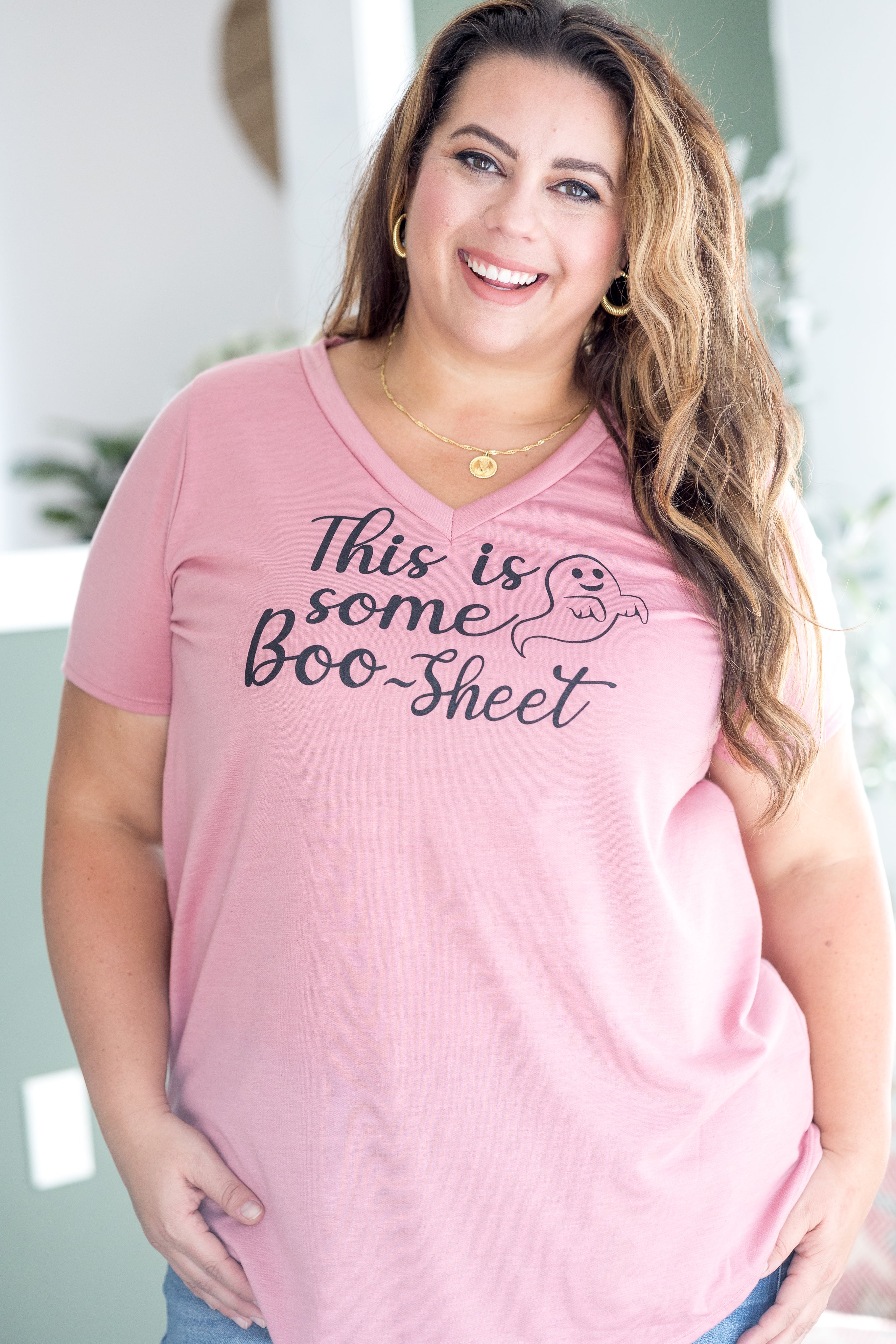 Boo-Sheet Short Sleeve Top Boutique Simplified