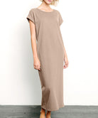 BRUSHED ORGANIC HEMP Side Slit Maxi Dress Fabina