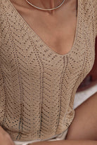 Openwork V-Neck knit Vest Trendsi