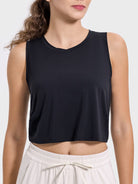 Drawstring Cutout Round Neck Active Tank Trendsi