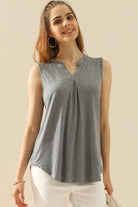 Ninexis Full Size Notched Sleeveless Top Trendsi