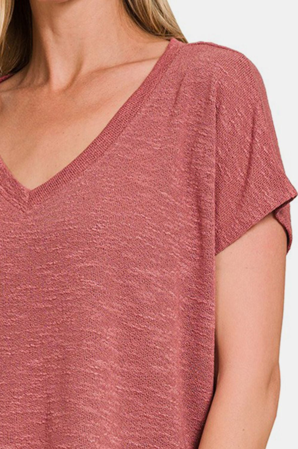 Zenana V-Neck Short Sleeve Crop T-Shirt Trendsi