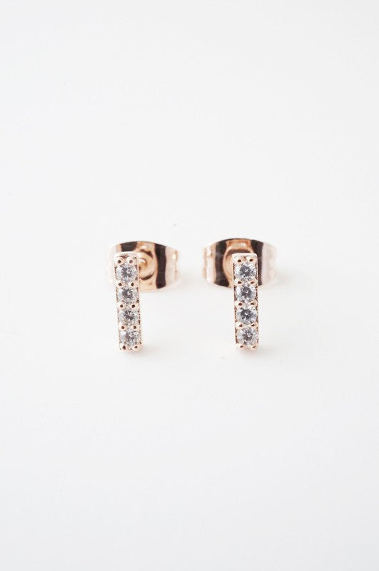 Flat Drop Crystal Bar Earrings HONEYCAT Jewelry
