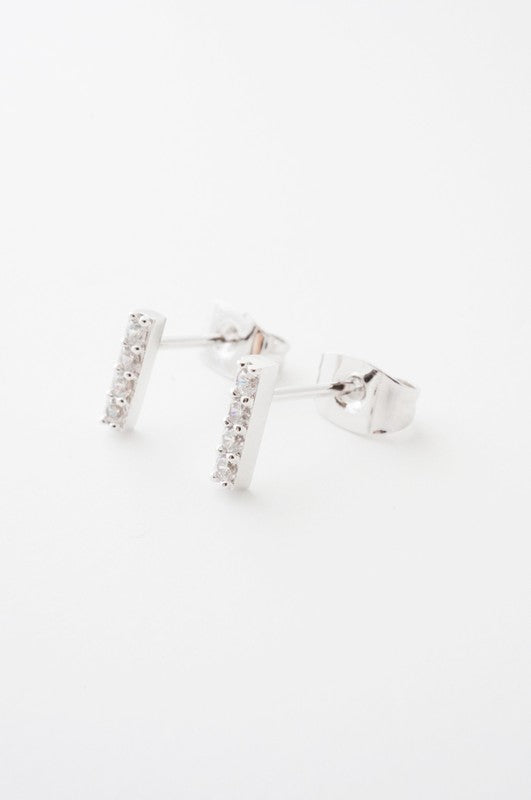 Flat Drop Crystal Bar Earrings HONEYCAT Jewelry