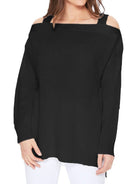 Off Shoulder Loose Over Sized Fit Sweater Knit Top Mak