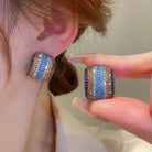 Contrast Inlaid Zircon Earrings Trendsi