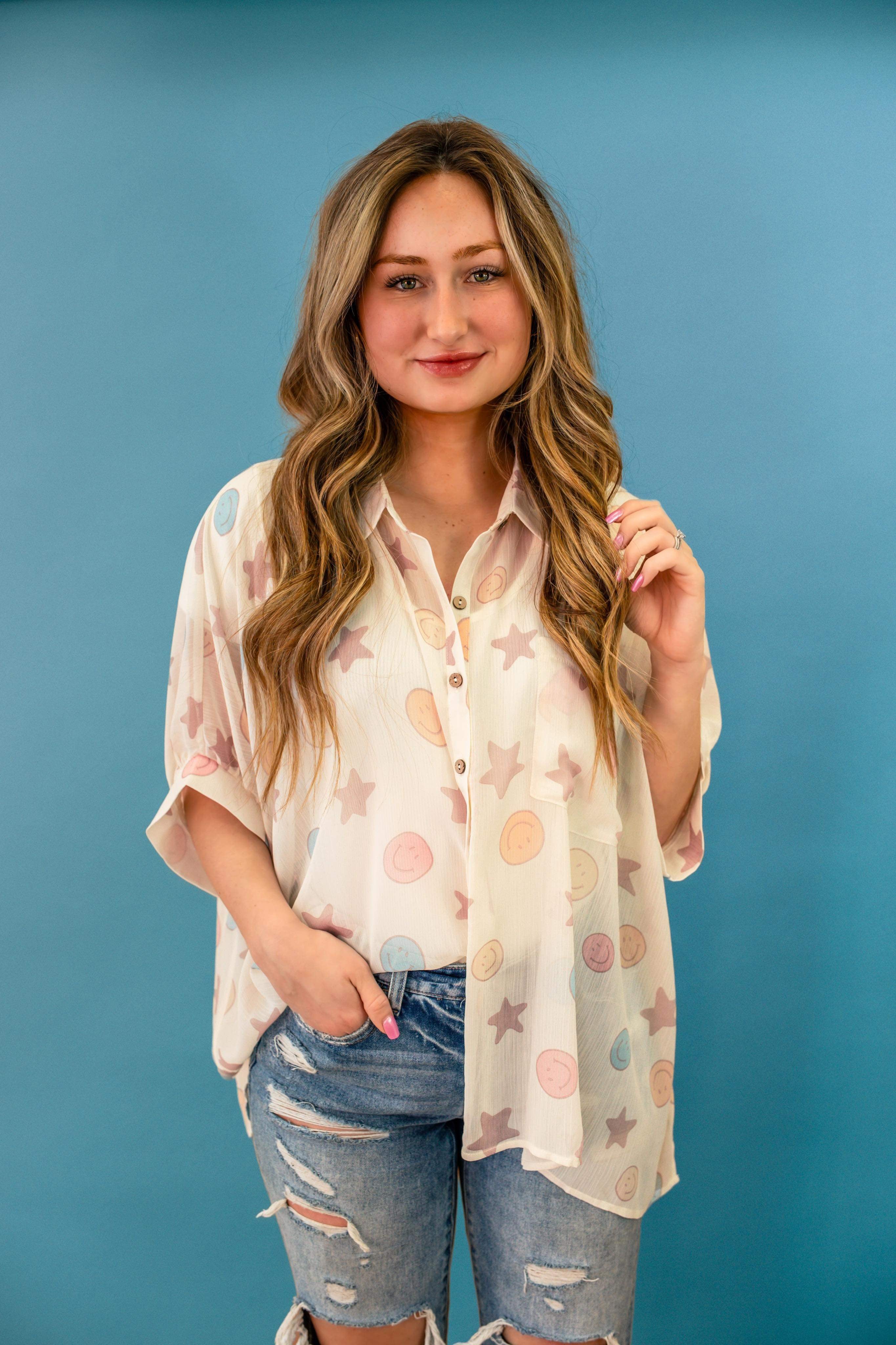 Sheena Sheer Button Down Bliss Dropship