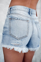 Distressed Raw Hem Denim Shorts Trendsi