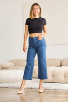 RFM Full Size Tummy Control High Waist Raw Hem Jeans Trendsi