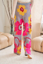 Flower Printed Casual Cozy Full Long Wide Pants Davi & Dani