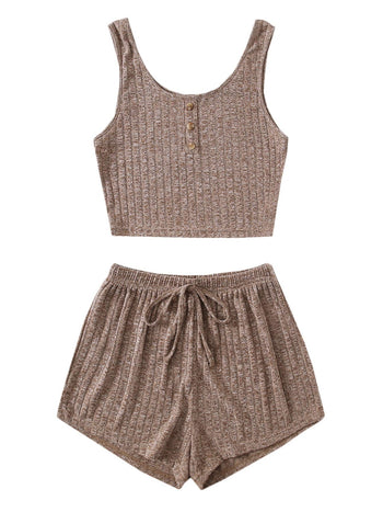 Scoop Neck Top and Shorts Lounge Set Casual Chic Boutique