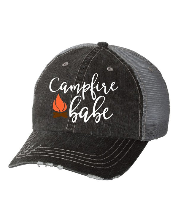 Campfire Babe Embroidered Trucker Hat Ocean and 7th