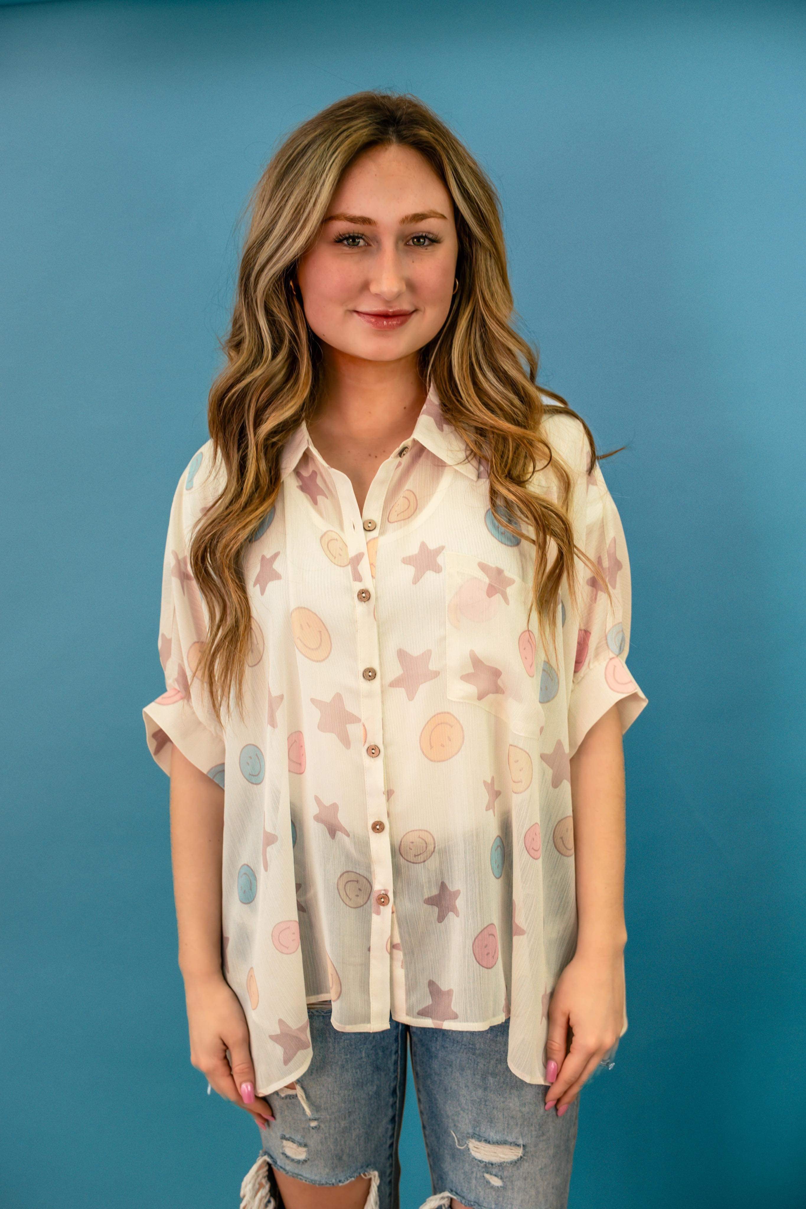 Sheena Sheer Button Down Bliss Dropship