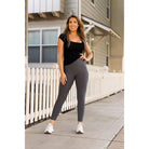Ready to Ship | Charcoal Full Length Leggings with Pockets  - Luxe Leggings by Julia Rose® JuliaRoseWholesale