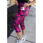 Ready to Ship | Pink and Black Tie Dye CAPRI with POCKETS  - Luxe Leggings by Julia Rose® JuliaRoseWholesale