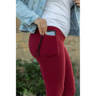 Ready to Ship | Red FULL-LENGTH Leggings with POCKET  - Luxe Leggings by Julia Rose® JuliaRoseWholesale