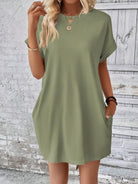 Round Neck Short Sleeve Mini Dress Trendsi