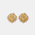 Copper Shell Pearl Stud Earrings Trendsi