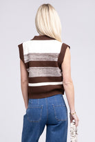 Striped Pattern Sweater Vest Nuvi Apparel