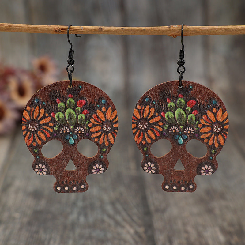 Wooden Skeleton Earrings