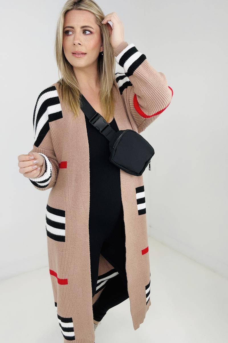 "The Burbs" Oversized Striped Knit Duster Cardigan Casual Chic Boutique