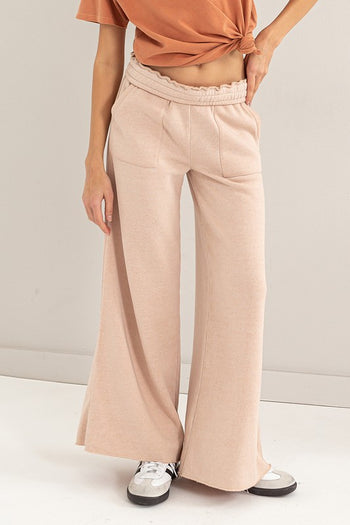 High Rise Wide Leg Drawstring Pants HYFVE