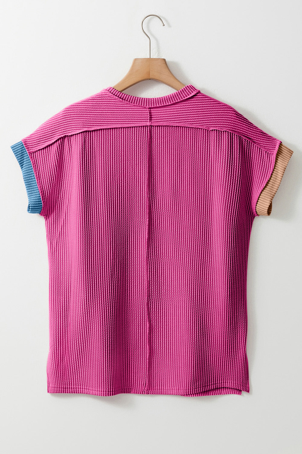 Color Block Round Neck Short Sleeve T-Shirt Trendsi