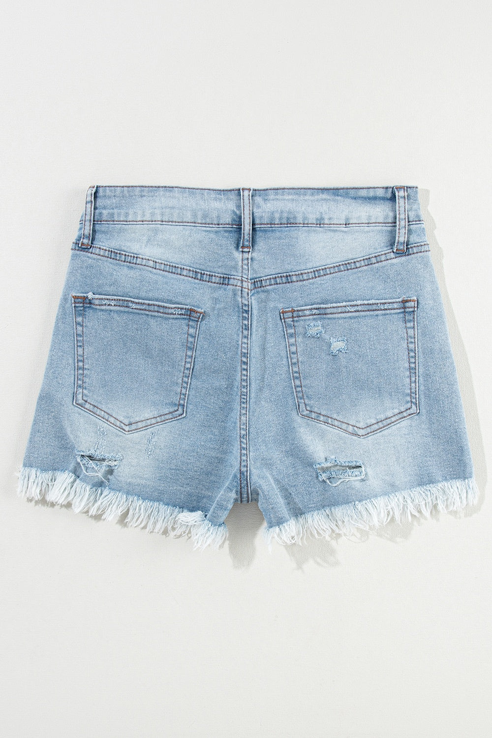 Distressed Raw Hem Denim Shorts Trendsi