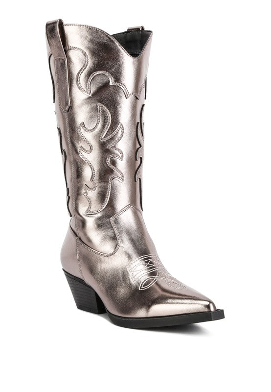 Cowby Metallic Faux Leather Cowboy Boots Rag Company