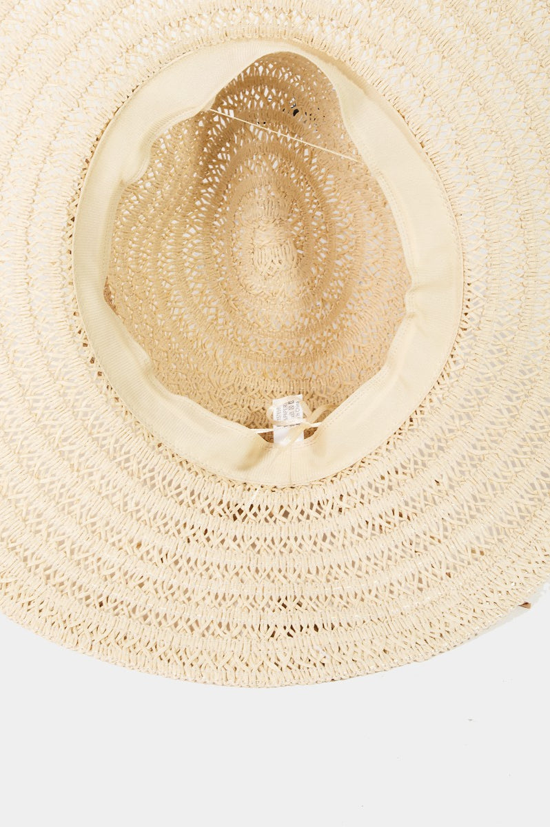 Fame Contrast Straw Braided Sun Hat Trendsi